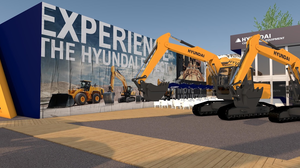 Hyundai Construction Equipment booth rendering for Bauma 2019