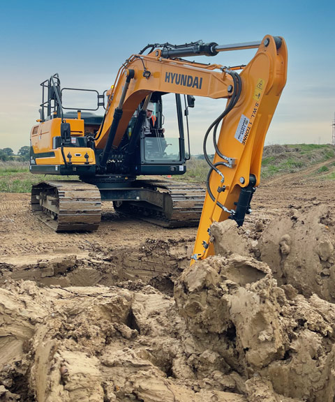 Hyundai HX140LC digging a trench at Industrial Training Services training grounds