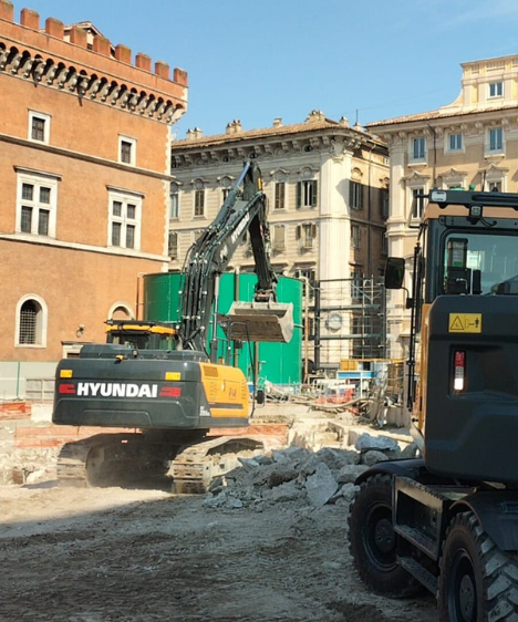 Hyundai HX210A Crawler Excavator working on Rome's Metro C Project
