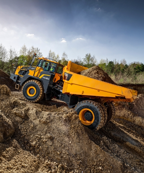 HA45A 4x4 Articulated Dump Truck moving on site