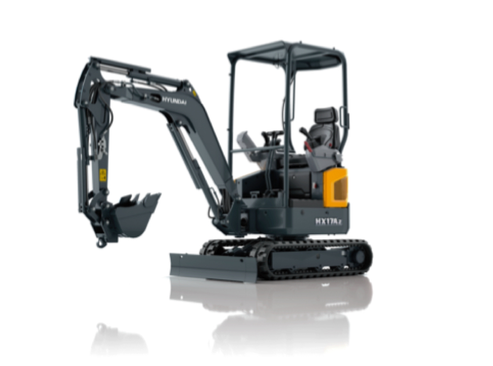 HX17A Z mini-graafmachine, stationair op een witte achtergrond