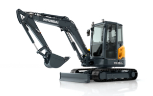 HD Hyundai HX40A compact excavator shown on a white background