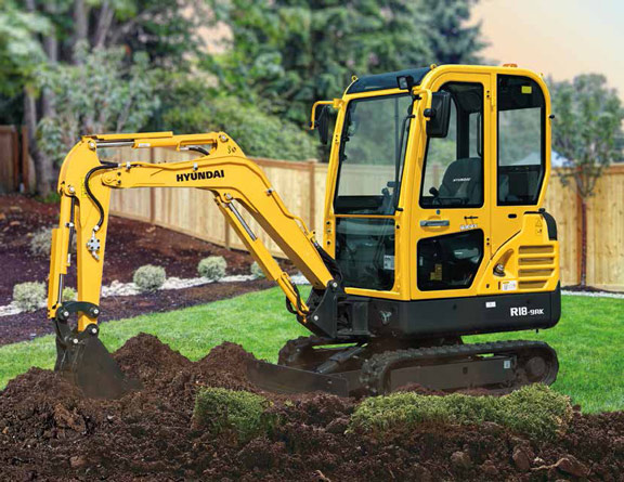 hyundai r18-9ak compact excavator in the field