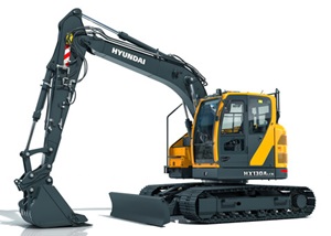 Hyundai HX130A LCR Crawler Excavator stationary on a white background