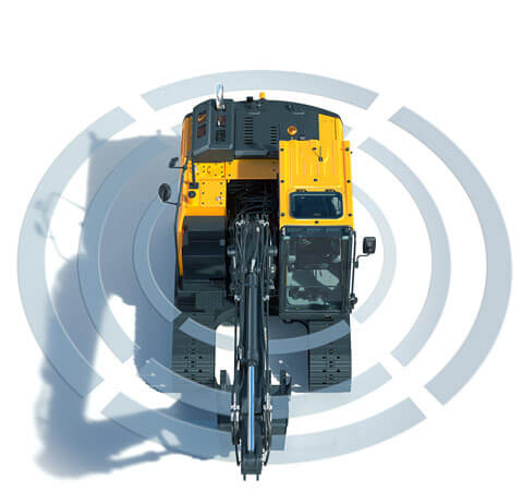 Ariel view of the HX210A L HD Hyundai crawler excavator