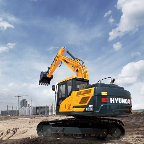 Hyundai  HX180L crawler excavator in the field