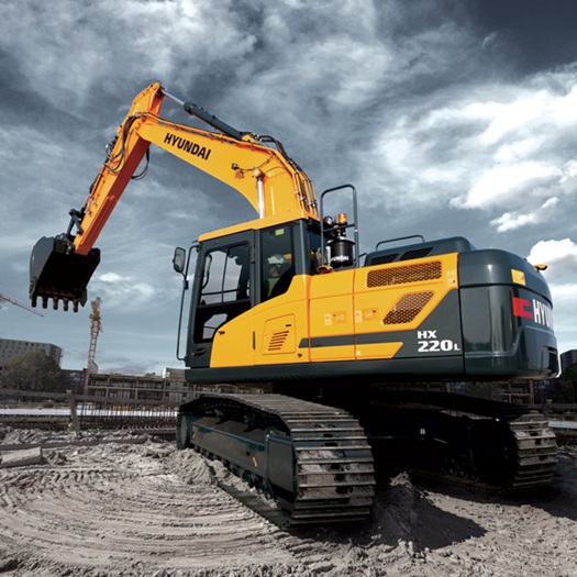 Hyundai HX220L excavator construction work