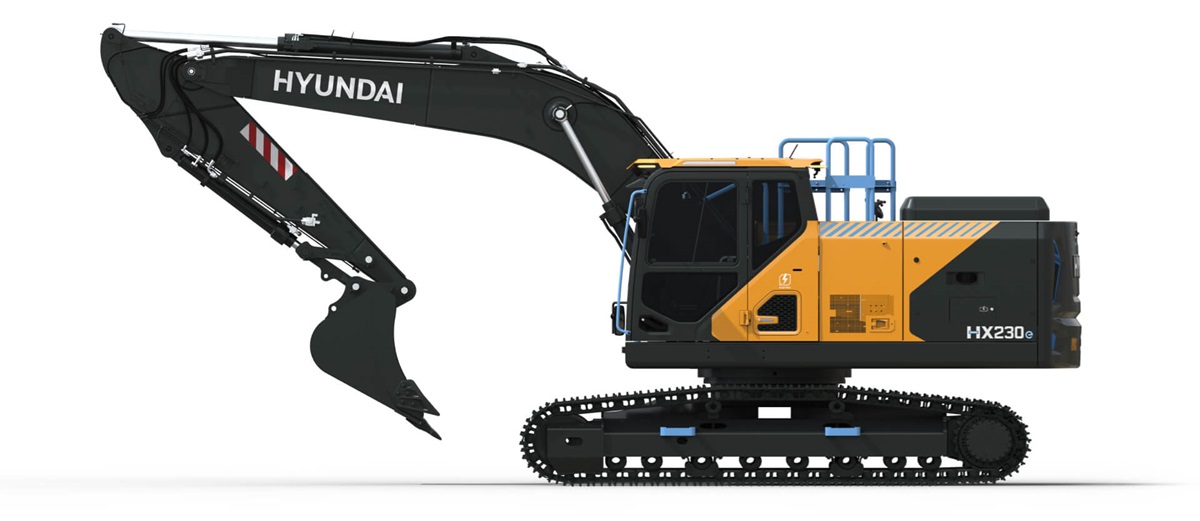 23 tonne Hyundai Construction Electric Tracked Excavator Side Profile white background
