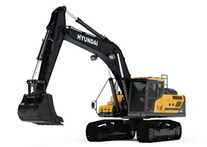 HX300AL Hyundai Crawler Excavator on a white background side-view