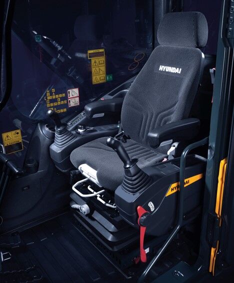 Interior view of crawler excavator cabin