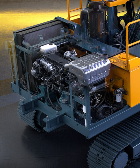 Hydundai HX360L Next Gen Excavator Engine bay
