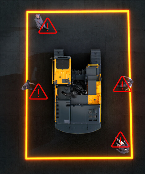 Hydundai HX360L Next Gen Excavator visibility warning spots