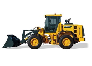 chargeuse sur pneus hyundai hl930a sur fond blanc