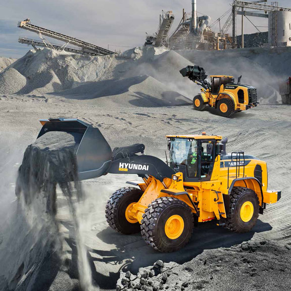 hl980a hyundai wheel loader in the field